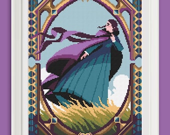 Jane Eyre escape cross stitch pattern- Charlotte Bronte - diamond painting, macramè, pixel art, DMC PDF Instant download