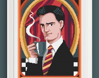 Cross stitch pattern-  Agent Cooper portrait- Kyle MacLachlan - Twin Peaks David Lynch - suitable for Pattern Keeper colors and symbols PDF