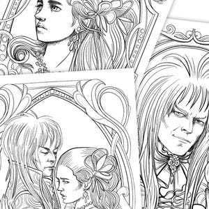3 disegni da colorare -  Labyrinth  - David Bowie e Jennifer Connelly - Jareth e Sarah subito scaricabili in PDF