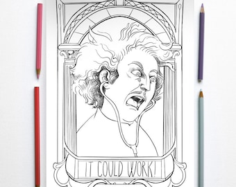 Coloring page PDF - Gene Wilder - Young Frankenstein - Mel Brooks Coloring page - It could work! - Instant download - PDF