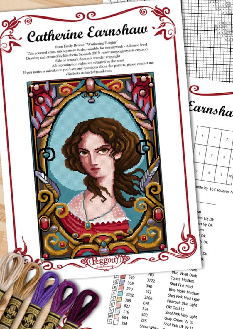 COUNTED STITCH pattern Catherine Earnshaw Emily Bronte PDF ready to download image 6