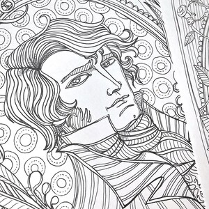 COLORING BOOK PDF 7 different designs - Mr Darcy, Rochester, Heathcliff, Mr Thornton, Count Dracula - The Literary Boyfriends bundle image 2