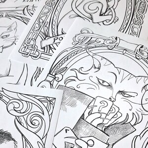 6 CATS coloring bundle PDF - Pluto, Macavity, The Cheshire cat, The Cat, Pangur Ban, Behemoth - 6 illustrations ready to download image 2