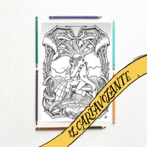 Coloring page, illustrazione da colorare PDF - Jane Eyre e Mr Rochester - Charlotte Bronte -  ritratto di Jane -  PDF subito scaricabile
