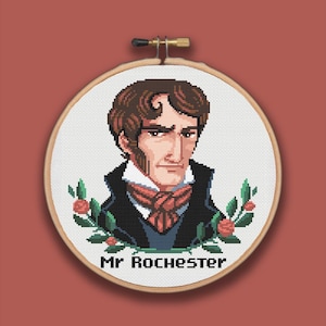 Cross stitch pattern - Mr Rochester - Jane Eyre Charlotte Bronte - diamond paintings macrame pixel art pattern keeper - PDF Instant download