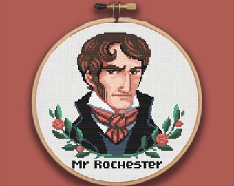 Cross stitch pattern - Mr Rochester - Jane Eyre Charlotte Bronte - diamond paintings macrame pixel art pattern keeper - PDF Instant download