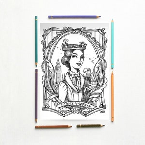 Mary Poppins - Disegno da colorare PDF- Mary Poppins. PL Travers -  subito scaricabile