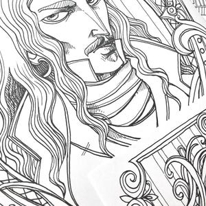 COLORING BOOK PDF 7 different designs - Mr Darcy, Rochester, Heathcliff, Mr Thornton, Count Dracula - The Literary Boyfriends bundle image 3