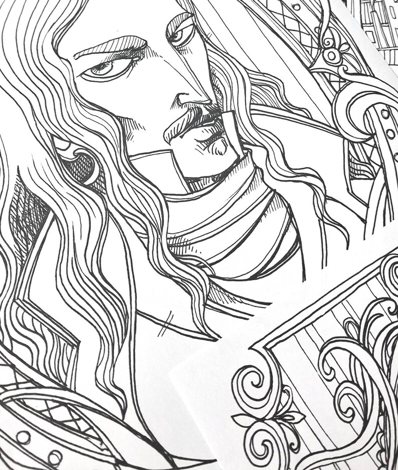 COLORING BOOK PDF 7 different designs - Mr Darcy, Rochester, Heathcliff, Mr Thornton, Count Dracula - The Literary Boyfriends bundle image 3