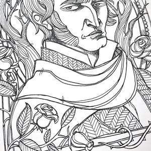 COLORING BOOK PDF 7 different designs - Mr Darcy, Rochester, Heathcliff, Mr Thornton, Count Dracula - The Literary Boyfriends bundle image 5