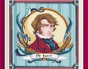 Hug your Mr Darcy - cross stitch pattern- Jane Austen Pride and Prejudice - Suitable also for Pattern Keeper, macrame, diamond painting