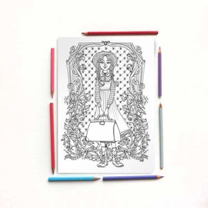 Disegno da colorare PDF - Ritratto di Anna Shirley con valigia - Anna dai capelli rossi - Anna dei tetti verdi - Lucy Maud Montgomery