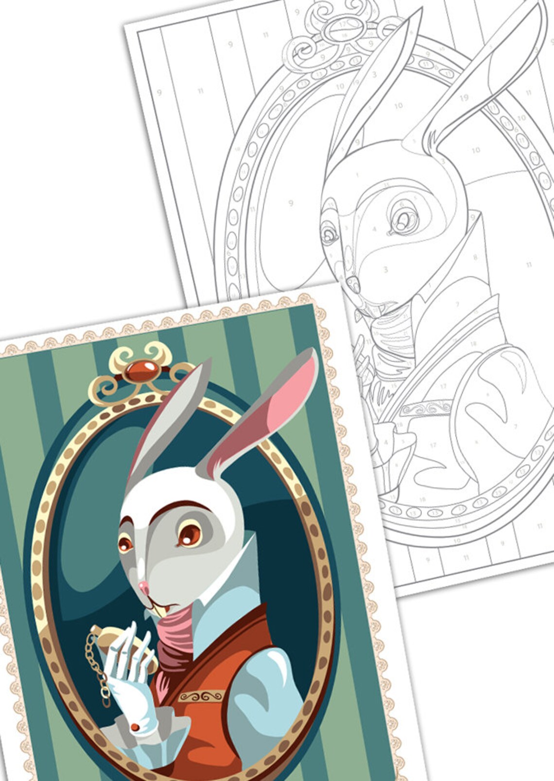 Paint By Numbers Rabbot Paint by Numbers -the White Rabbit -instant Download, Illustration ...