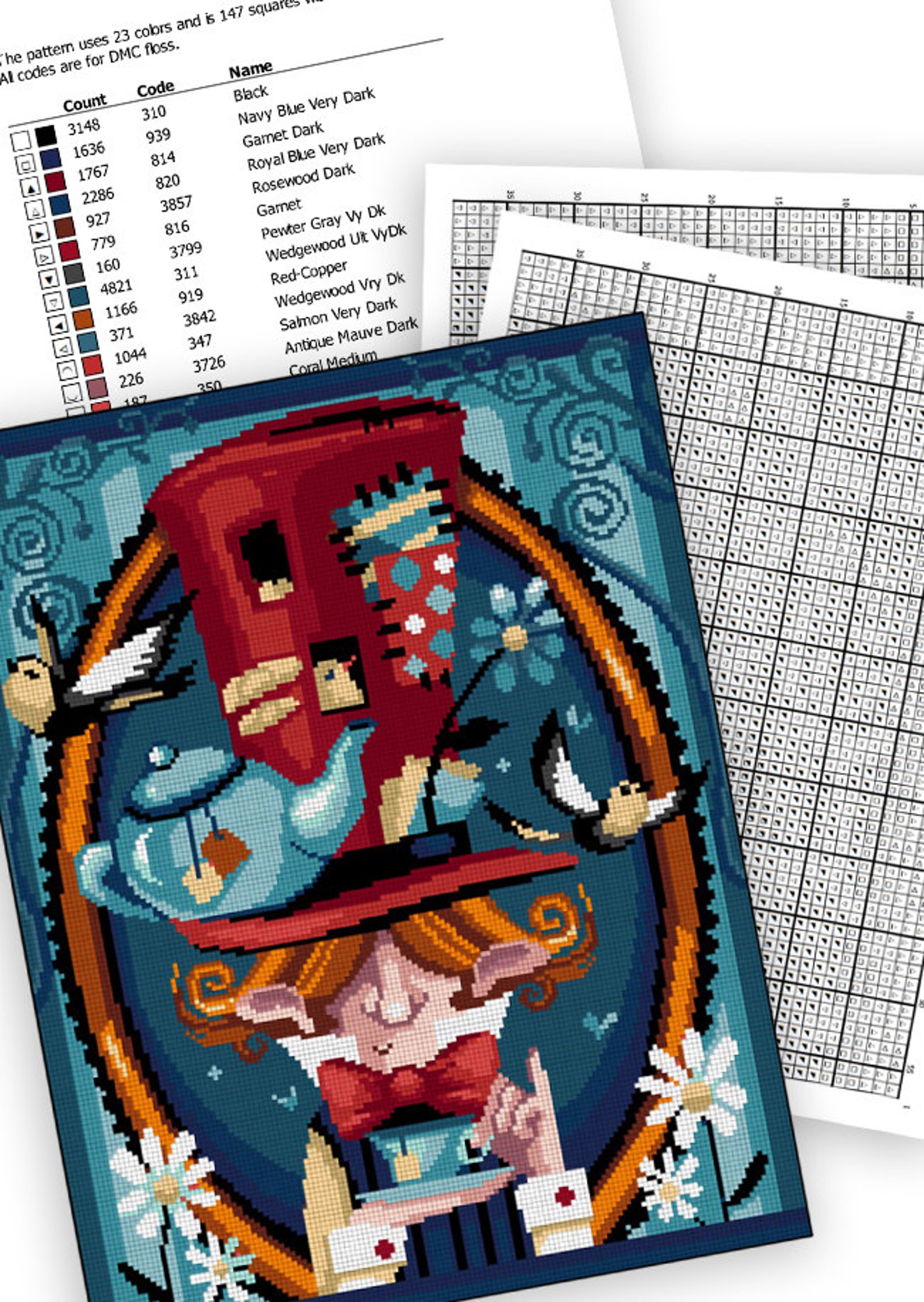 Cross Stitch the WONDERLAND BUNDLE 5 Patterns From Alice | Etsy