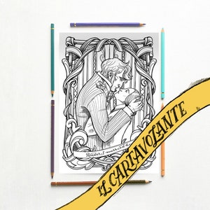 Coloring page, illustrazione da colorare PDF - Jane Eyre e Mr Rochester - Charlotte Bronte -  ritratto di Jane -  PDF subito scaricabile