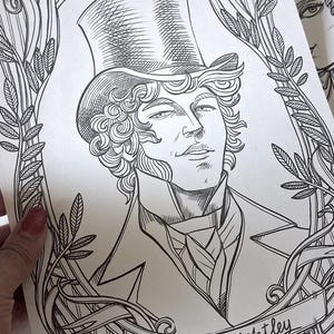 Coloring page PDF Emma and Mr Knightley portraits - Jane Austen -Instant download - Art Printable illustration image 2