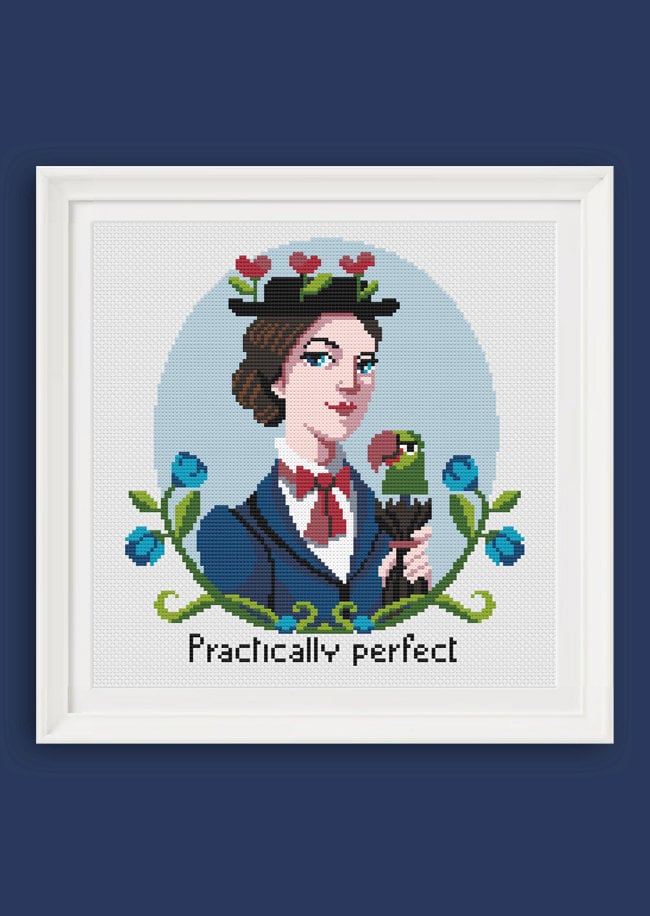 Cross Stitch Pattern - Mary Poppins - Practically Perfect- PL
