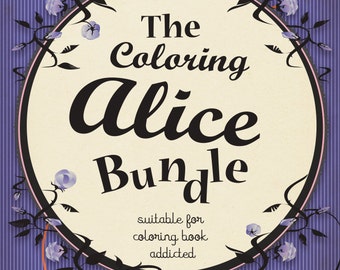 Coloring book PDF- Lewis Carroll - Alice in wonderland -5 different illustrations- Instant download - PDF Printable A4