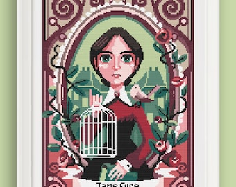 COUNTED STITCH pattern - Jane Eyre - Charlotte Bronte - I&#39;m no bird -PDF Instant download