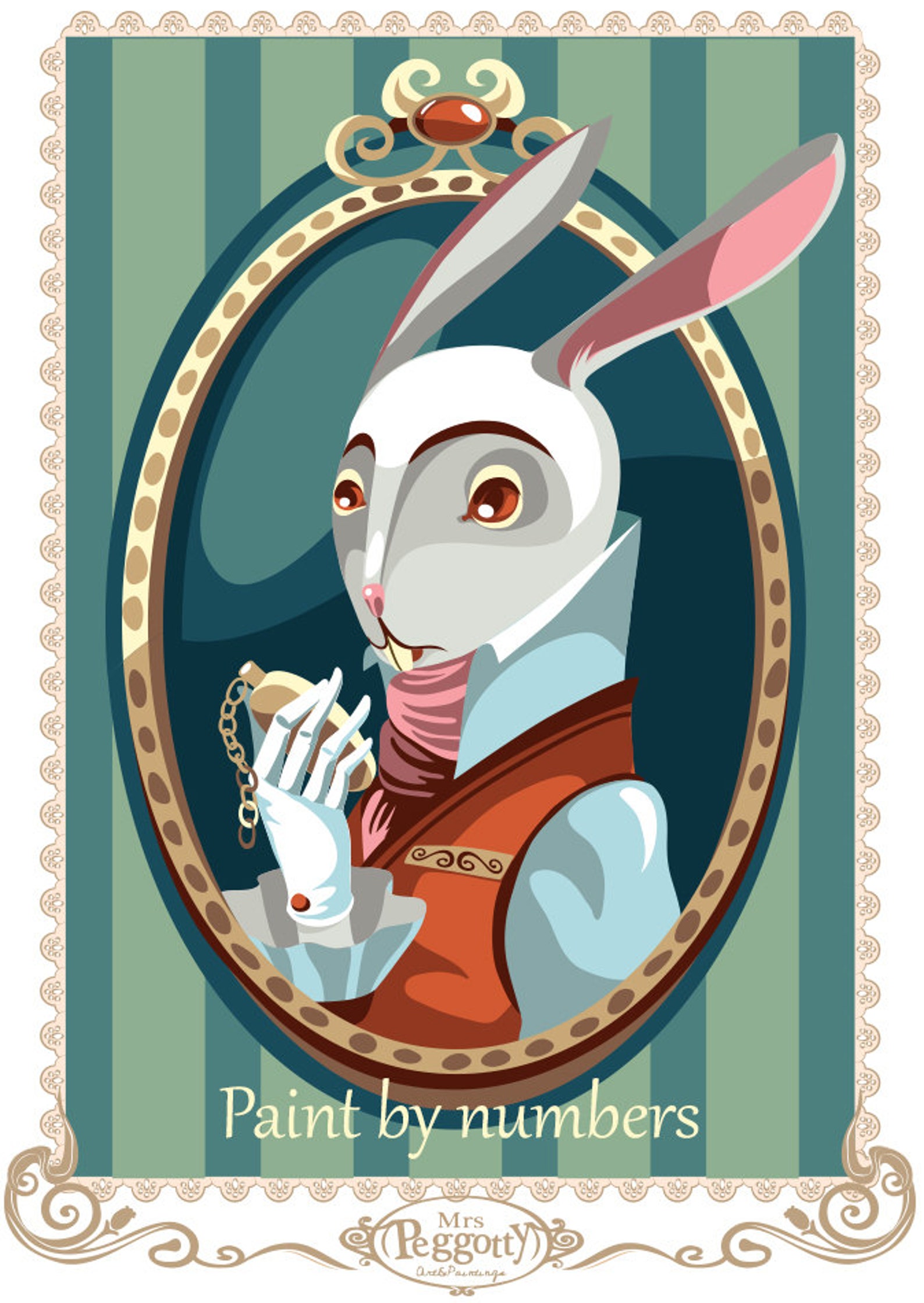 Paint By Numbers Rabbot Paint by Numbers -the White Rabbit -instant Download, Illustration ...