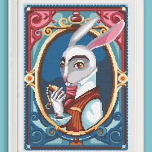 COUNTED STITCH pattern - The White Rabbit  - Alice in wonderland - Lewis Carroll -PDF Instant download