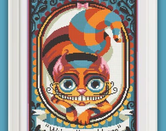 Cross Stitch pattern -The Cheshire cat - Alice in wonderland - Lewis Carroll  -PDF Instant download - diamond painting