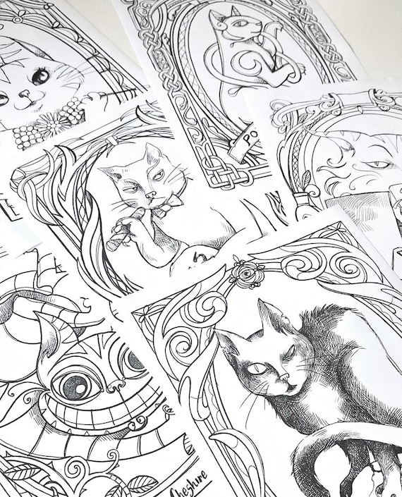 6 GATTI da colorare - Plutone, Macavity, il Gatto del Cheshire, Gatto, Pangur Ban, Behemoth - 6 PDF subito scaricabili