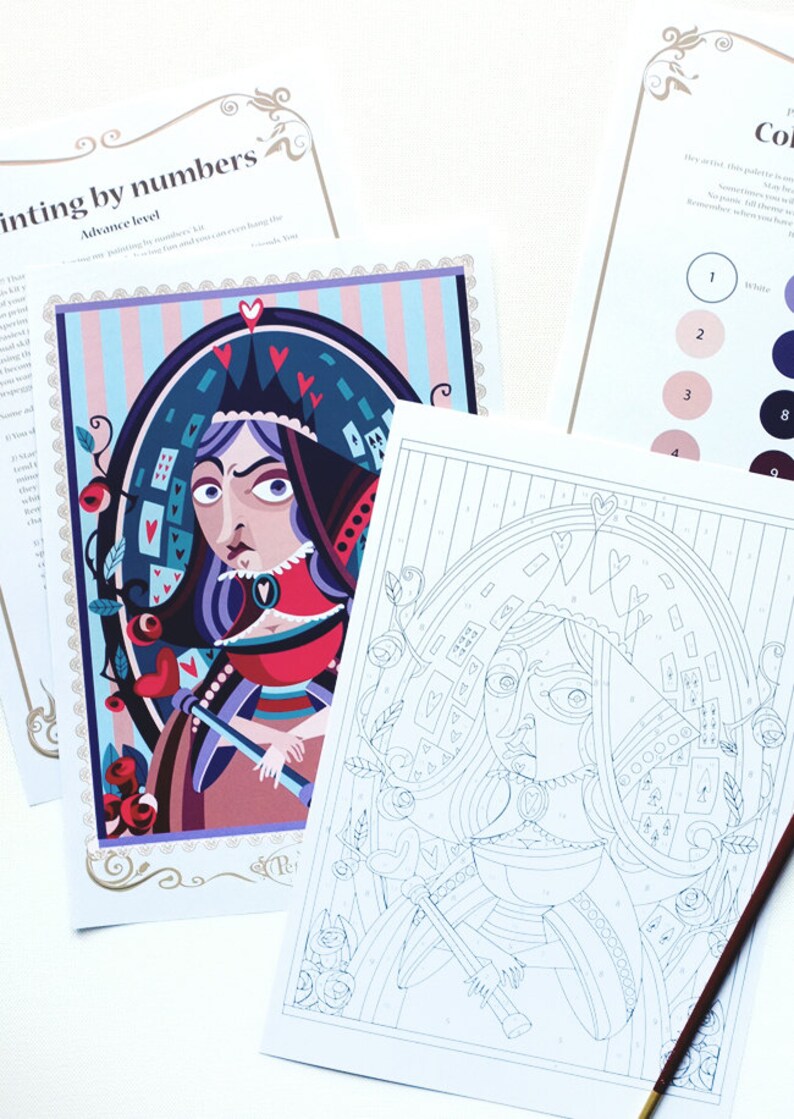 Download Paint by numbers Alice in wonderland Queen of hearts | Etsy