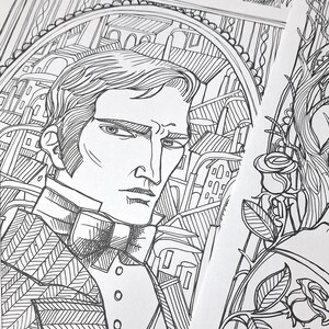 COLORING BOOK PDF 7 different designs - Mr Darcy, Rochester, Heathcliff, Mr Thornton, Count Dracula - The Literary Boyfriends bundle image 4