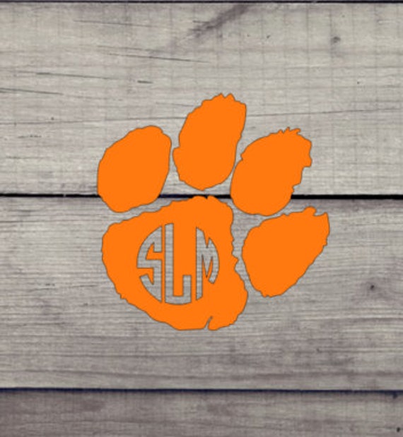 Clemson Tiger Paw With Monogram Decal Can Be Used Indoors Or Out