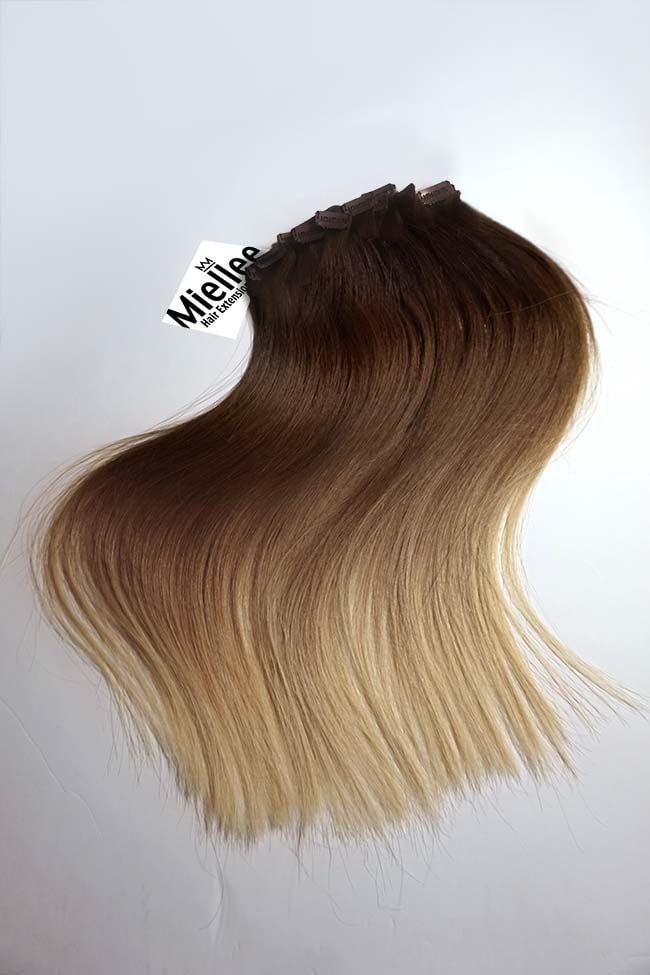 High Contrast Neutral Ombre 8 Piece Clip Ins - Straight Human Hair –  Miellee Hair Company