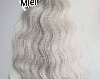 Icy Ash Blonde Tape In Hair Extensions  | Beach Wave Natural Human Hair | Seamless Tape Tabs | 20, 40, 60 & 80 Piece Sets