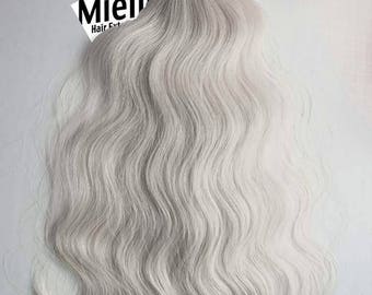 Icy Ash Blonde Tape In Hair Extensions  | Beach Wave Natural Human Hair | Seamless Tape Tabs | 20, 40, 60 & 80 Piece Sets