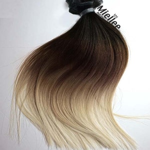 High Contrast Neutral Ombre Weave Hair Extensions  | Silky Straight Natural Human Hair | Machine Tied Weft | 1, 2, 3, & 4  Bundle Deals