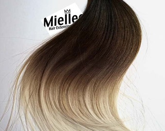 High Contrast Neutral Ombre Tape In Hair Extensions  | Silky Straight Natural Human Hair | Seamless Tape Tabs | 20, 40, 60 & 80 Piece Sets