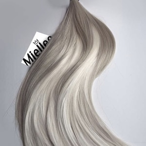 ミディアム アッシュ ブロンド バラヤージュ テープイン ヘアエクステンション | シルキーストレート ナチュラル ヒューマンヘア | シームレス テープタブ | 20、40、60、80 ピースセット