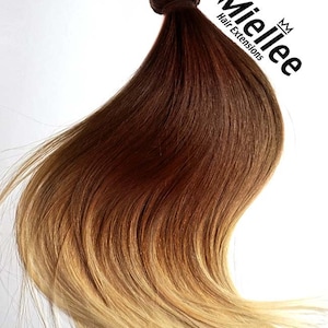 High Contrast Gold Ombre Weave Hair Extensions  | Silky Straight Natural Human Hair | Machine Tied Weft | 1, 2, 3, & 4 Bundle Deals