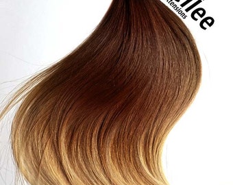 High Contrast Gold Ombre Weave Hair Extensions  | Silky Straight Natural Human Hair | Machine Tied Weft | 1, 2, 3, & 4 Bundle Deals