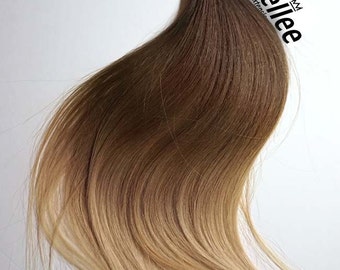 Light Golden Brown Balayage Weave Hair Extensions  | Silky Straight Natural Human Hair | Machine Tied Weft | 1, 2, 3, & 4  Bundle Deals
