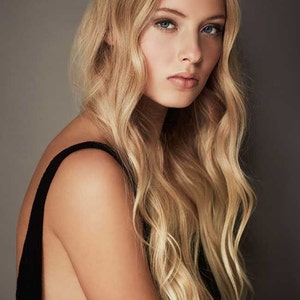 Medium Golden Blonde Balayage Clip In Extensions Silky Straight Natural Human Hair 8 Pieces For a Full head 120, 170, 220 & 270g Sets zdjęcie 4