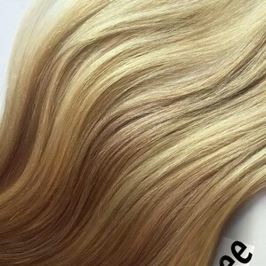 Medium Golden Blonde Balayage Clip In Extensions Silky Straight Natural Human Hair 8 Pieces For a Full head 120, 170, 220 & 270g Sets zdjęcie 3