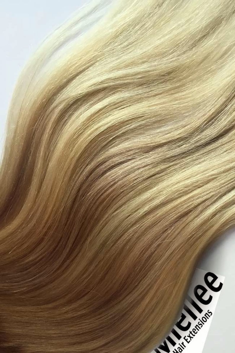Medium Golden Blonde Balayage Clip In Extensions Silky Straight Natural Human Hair 8 Pieces For a Full head 120, 170, 220 & 270g Sets image 3