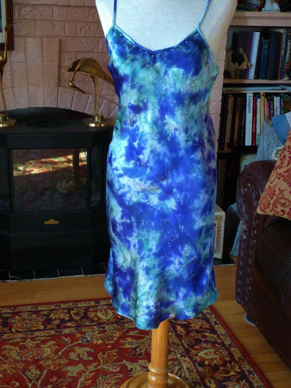 tie dye silk slip dress