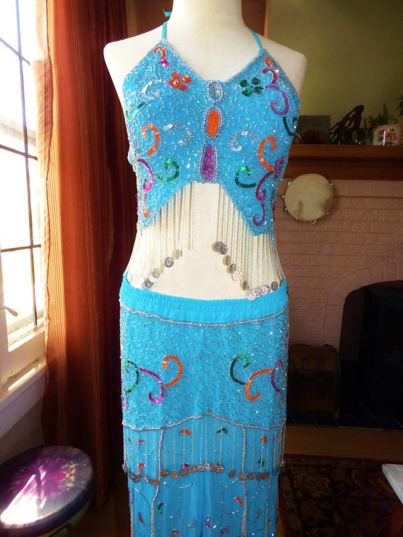 Belly dance fan blue - Gem