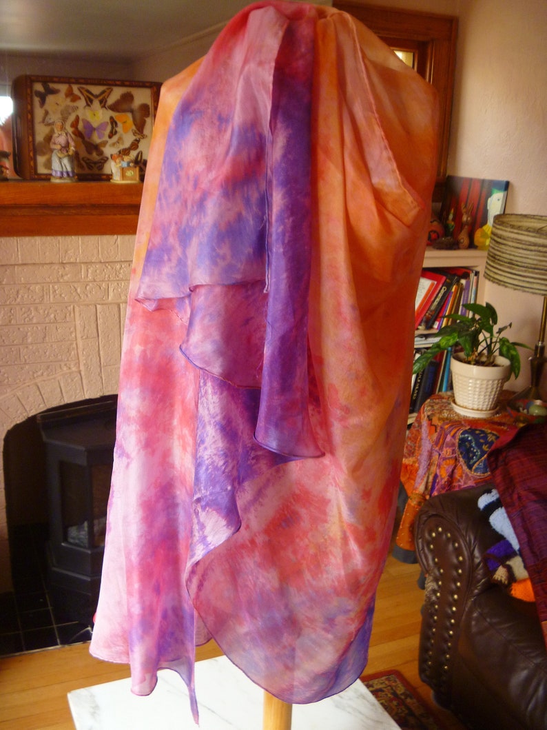 Silk Belly Dance Veil Half Circle Veil Coverup Sarong Shawl Bellydance Silk Veil