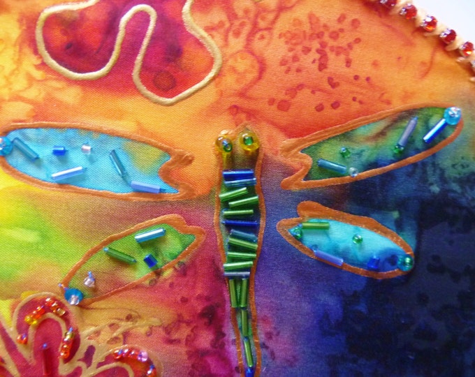 Silk Wall Hanging Hand Painted Silk Painting Dragonfly Home Etsy