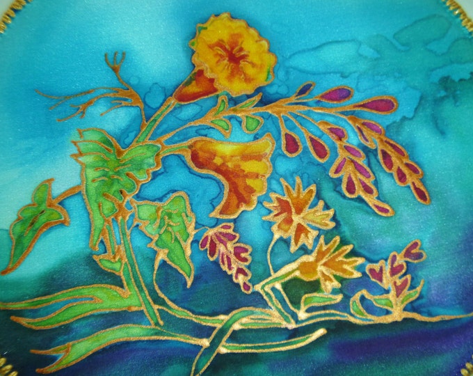 Silk Wall Hanging, Hand Painted Silk Painting, Home Decor Etsy