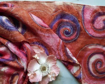 Hand Painted Silk Jacquard Scarf