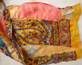 Silk Scarf Fiber Arts Scarf Peach