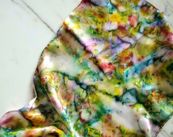 Satin Silk Scarf Hand Dyed